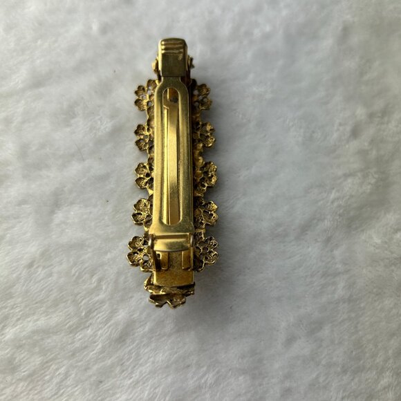 French Vintage Barrette Gold Tone Filigree Hair Clip main image 11